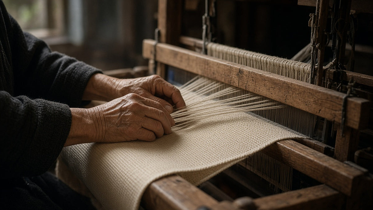 Kenshō towel on the loom in Japan