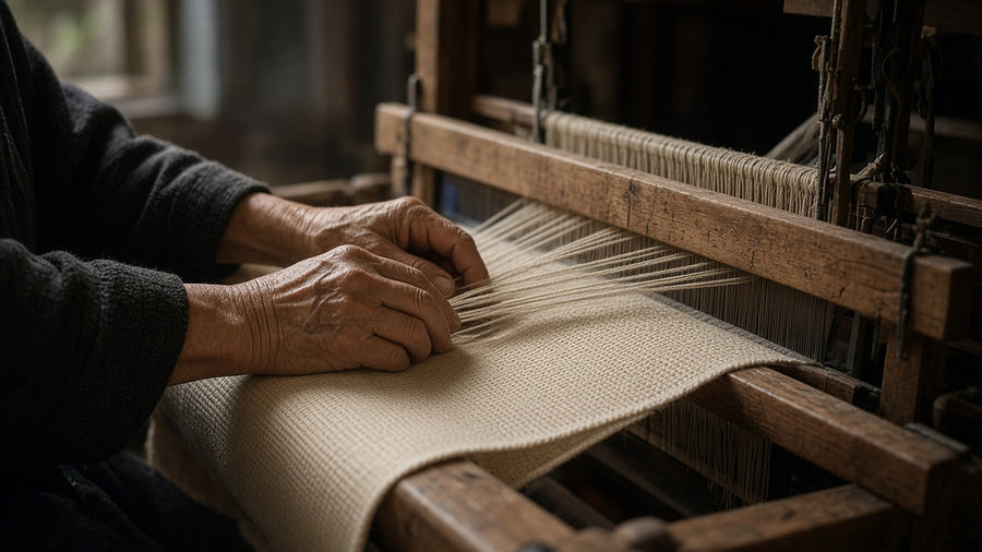 Kenshō towel on the loom in Japan