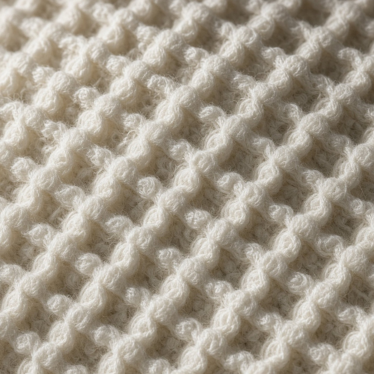 Waffle weave close-up, after many washes
